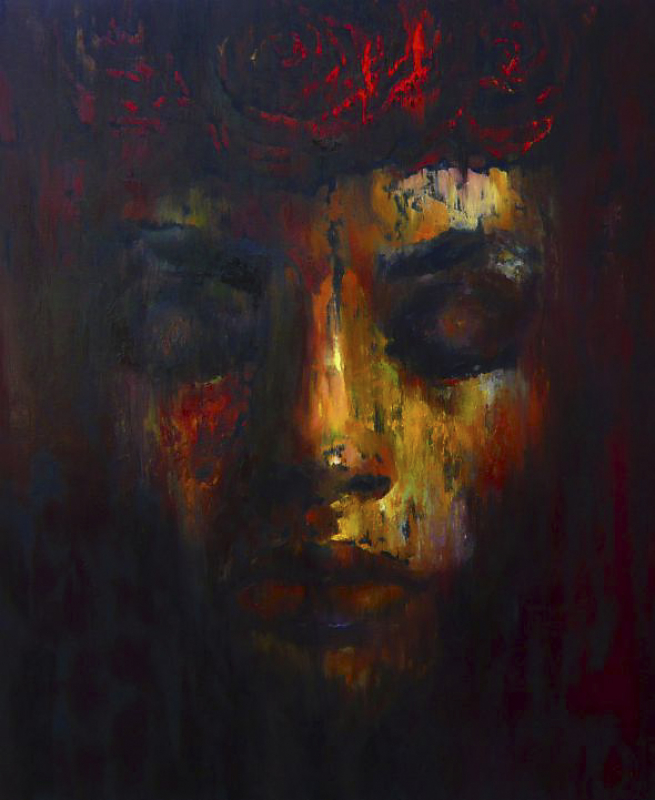 "Weisheit - Anderssein" | 100x120cm | Irina Wolff - Öl auf Leinwand, mit Schattenfugenrahmen schwarz